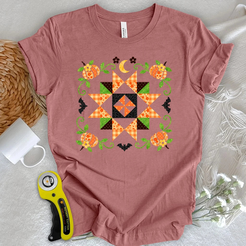 Autumn Patchwork Star Quilt T-shirt