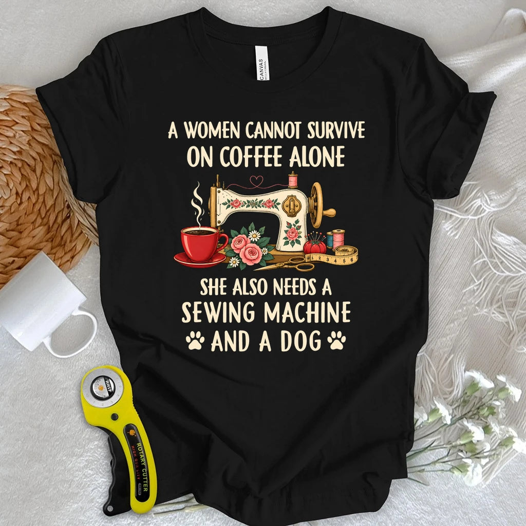 Coffee, Sewing & Dog Love T-shirt