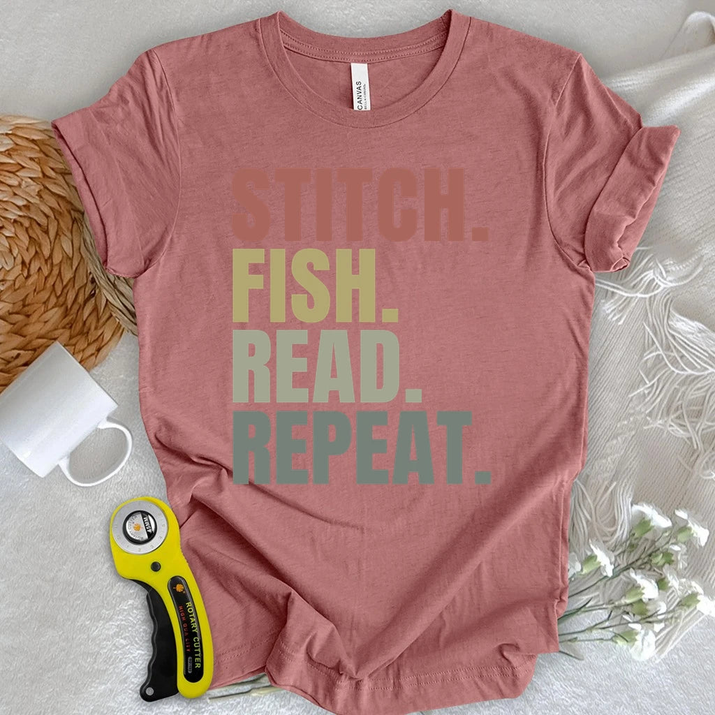 Stitch Fish Read Repeat T-shirt