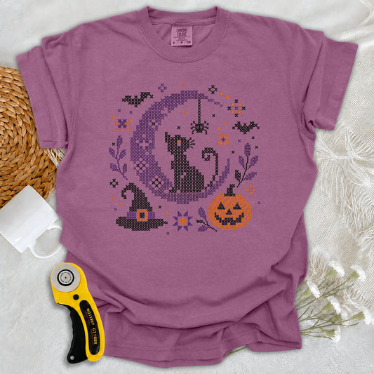 Comfort Colors Moonlit Halloween Cross Stitch T-Shirt