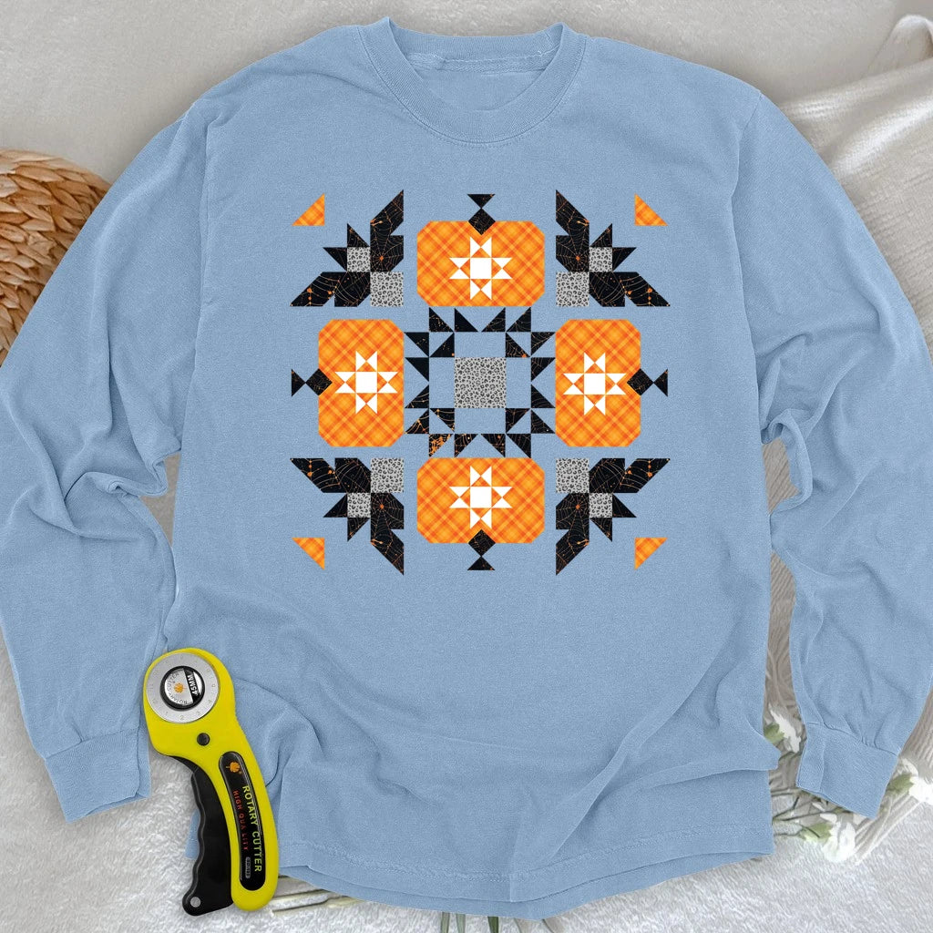 Halloween Patchwork Quilt Long Sleeve T-shirt