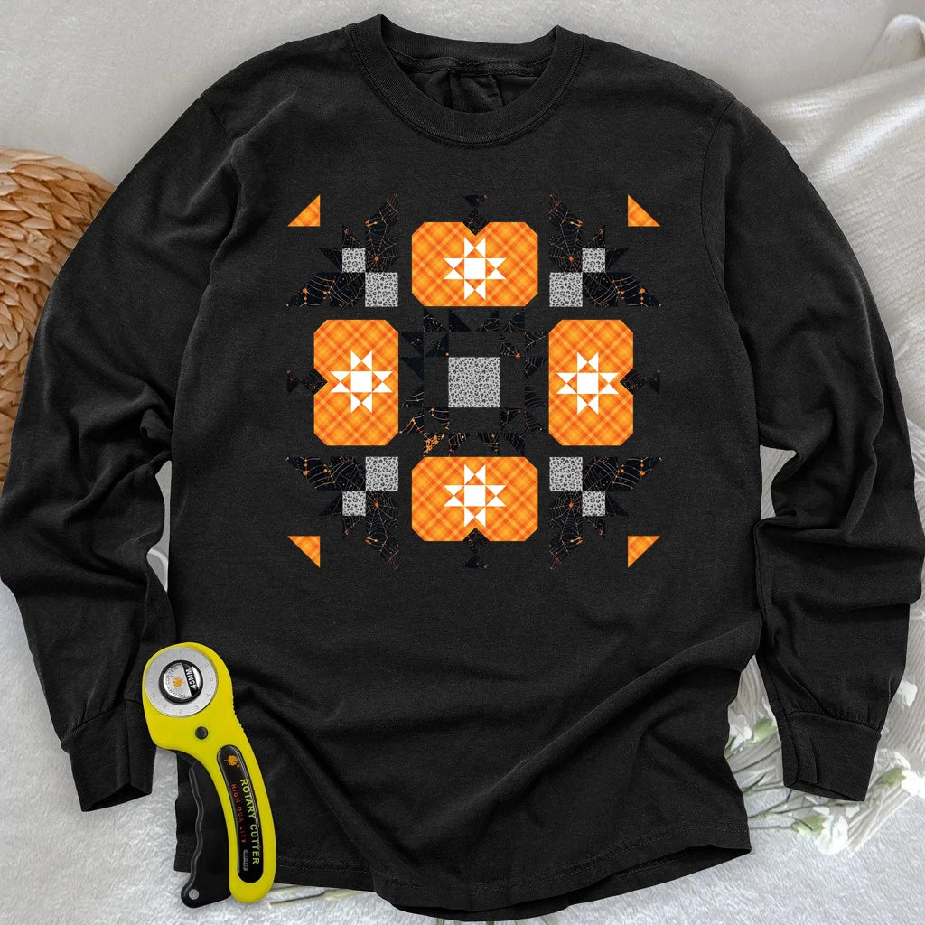Halloween Patchwork Quilt Long Sleeve T-shirt