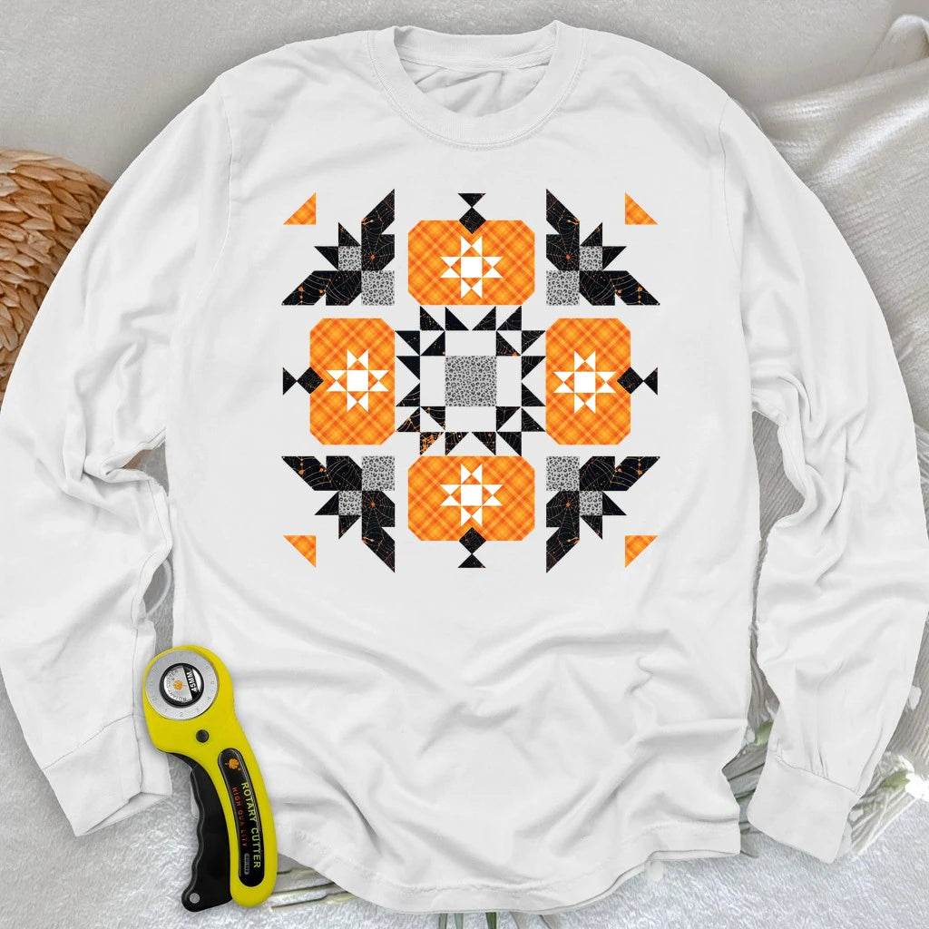 Halloween Patchwork Quilt Long Sleeve T-shirt
