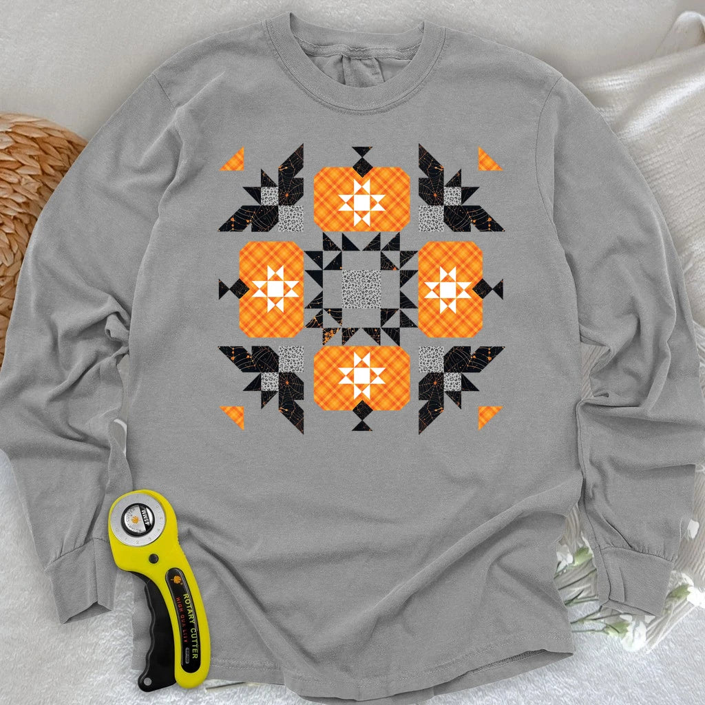 Halloween Patchwork Quilt Long Sleeve T-shirt