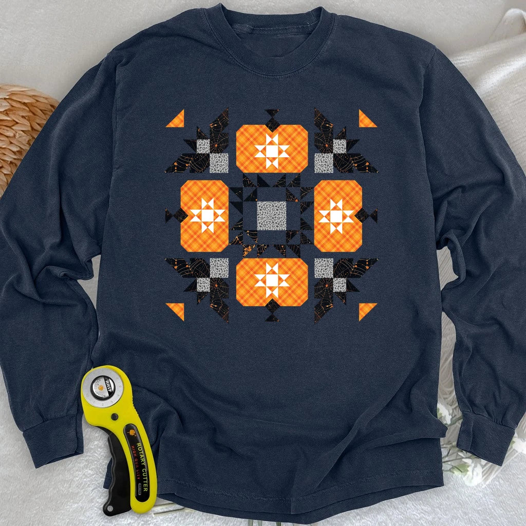 Halloween Patchwork Quilt Long Sleeve T-shirt