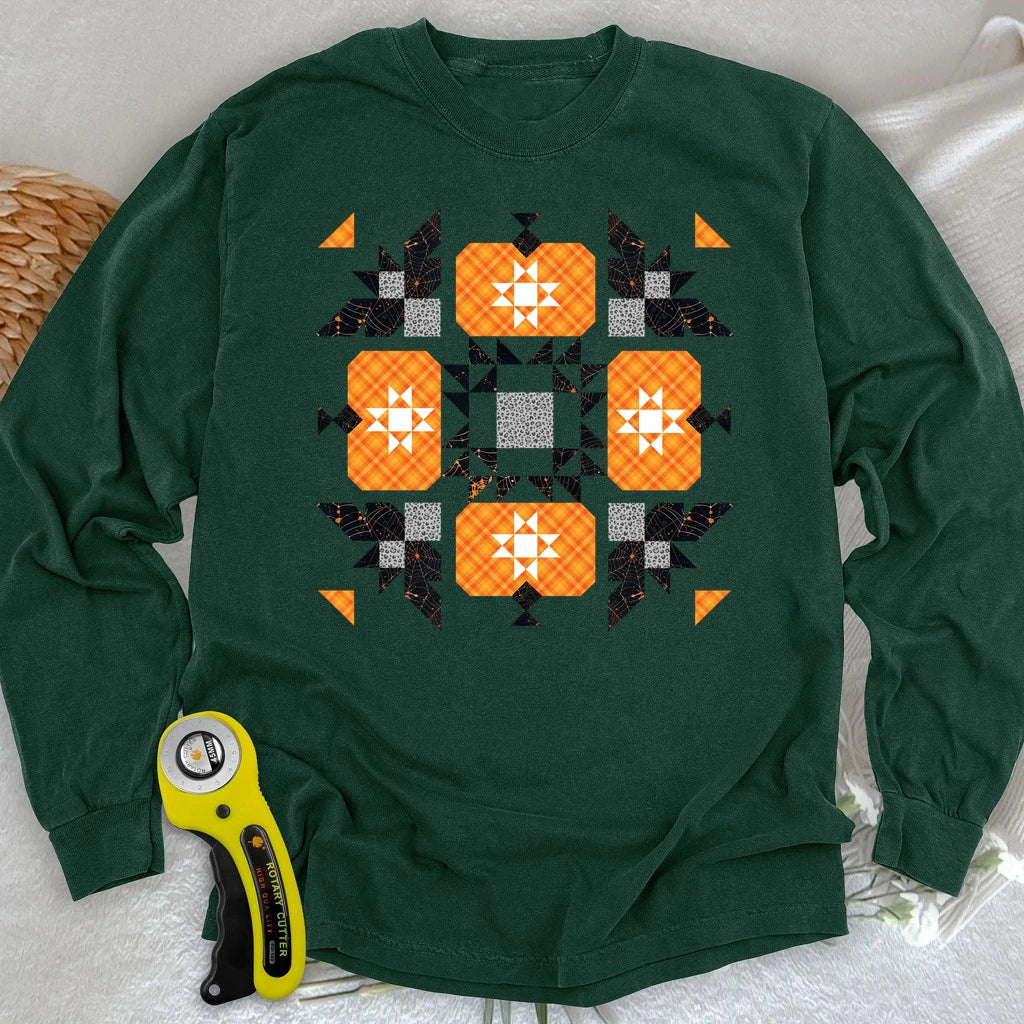 Halloween Patchwork Quilt Long Sleeve T-shirt