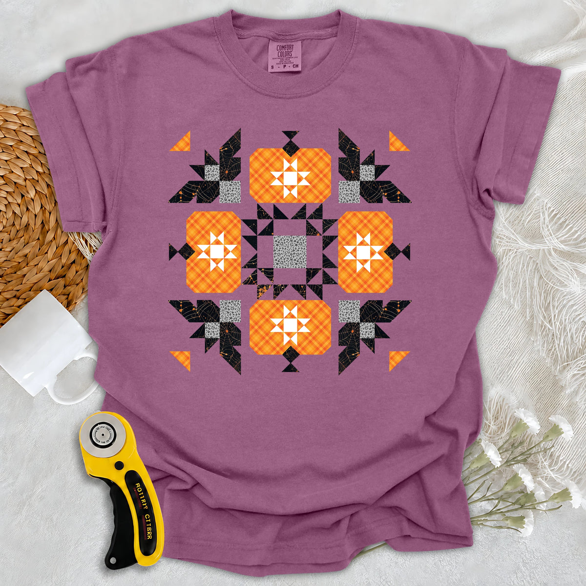 Comfort Colors Halloween Patchwork Quilt T-shirt