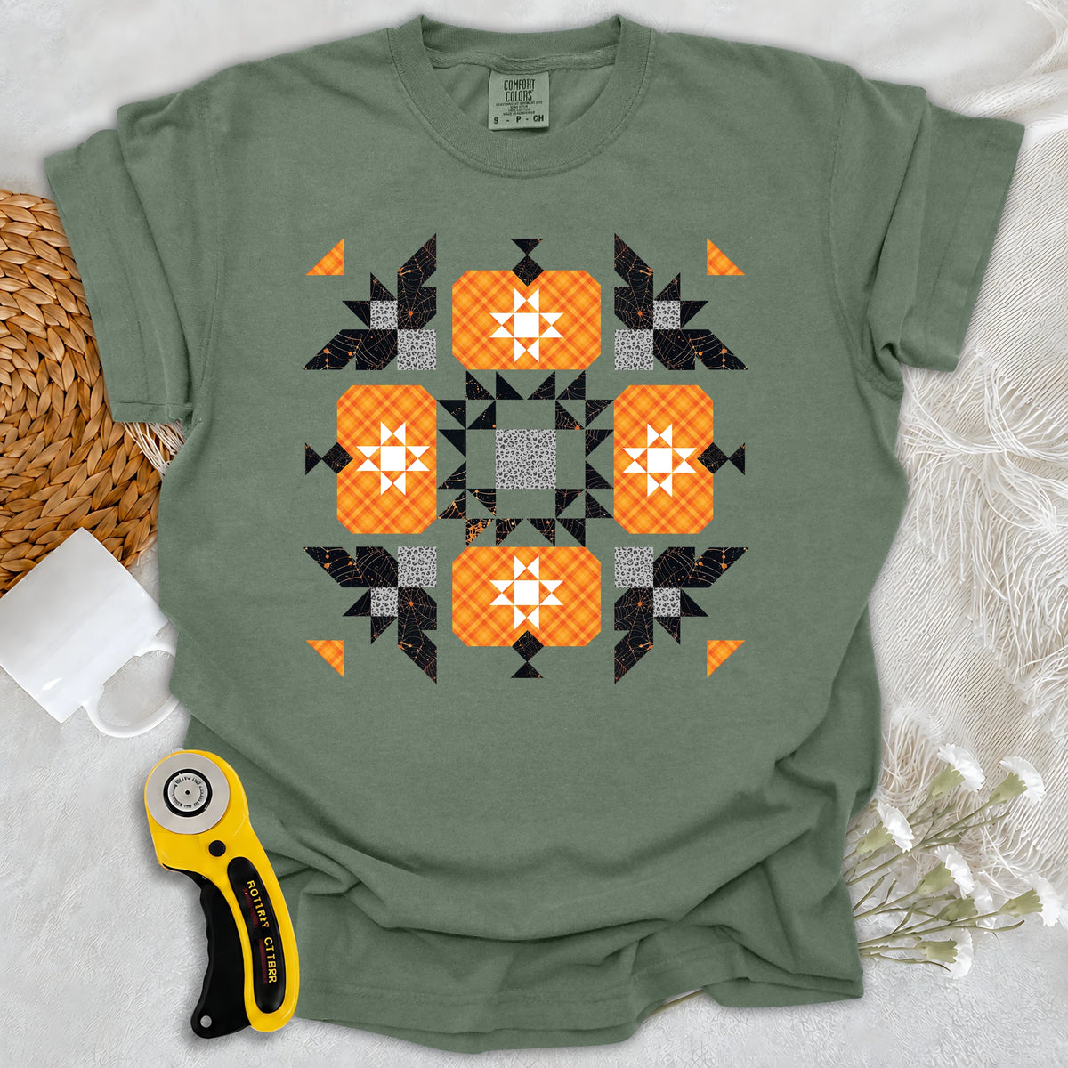 Comfort Colors Halloween Patchwork Quilt T-shirt