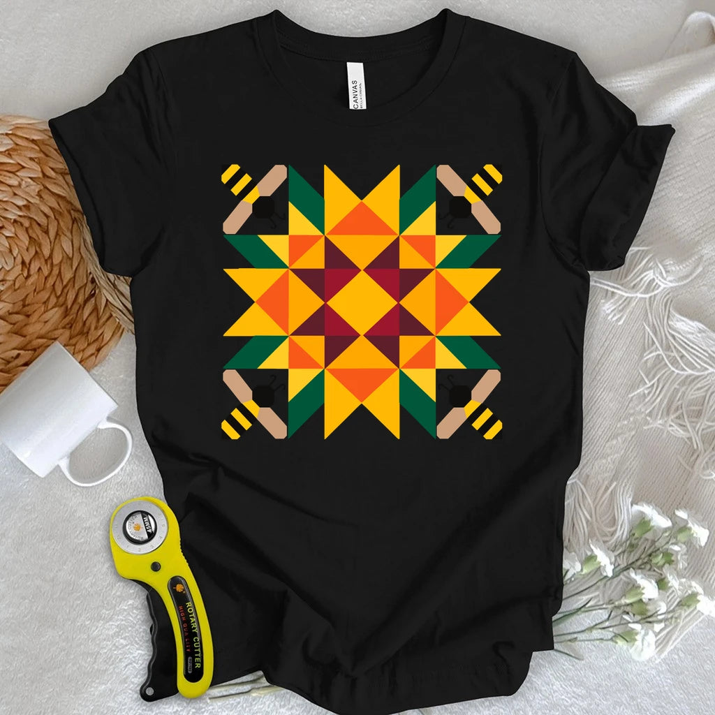 Bee & Sunflower Quilt Block T-shirt