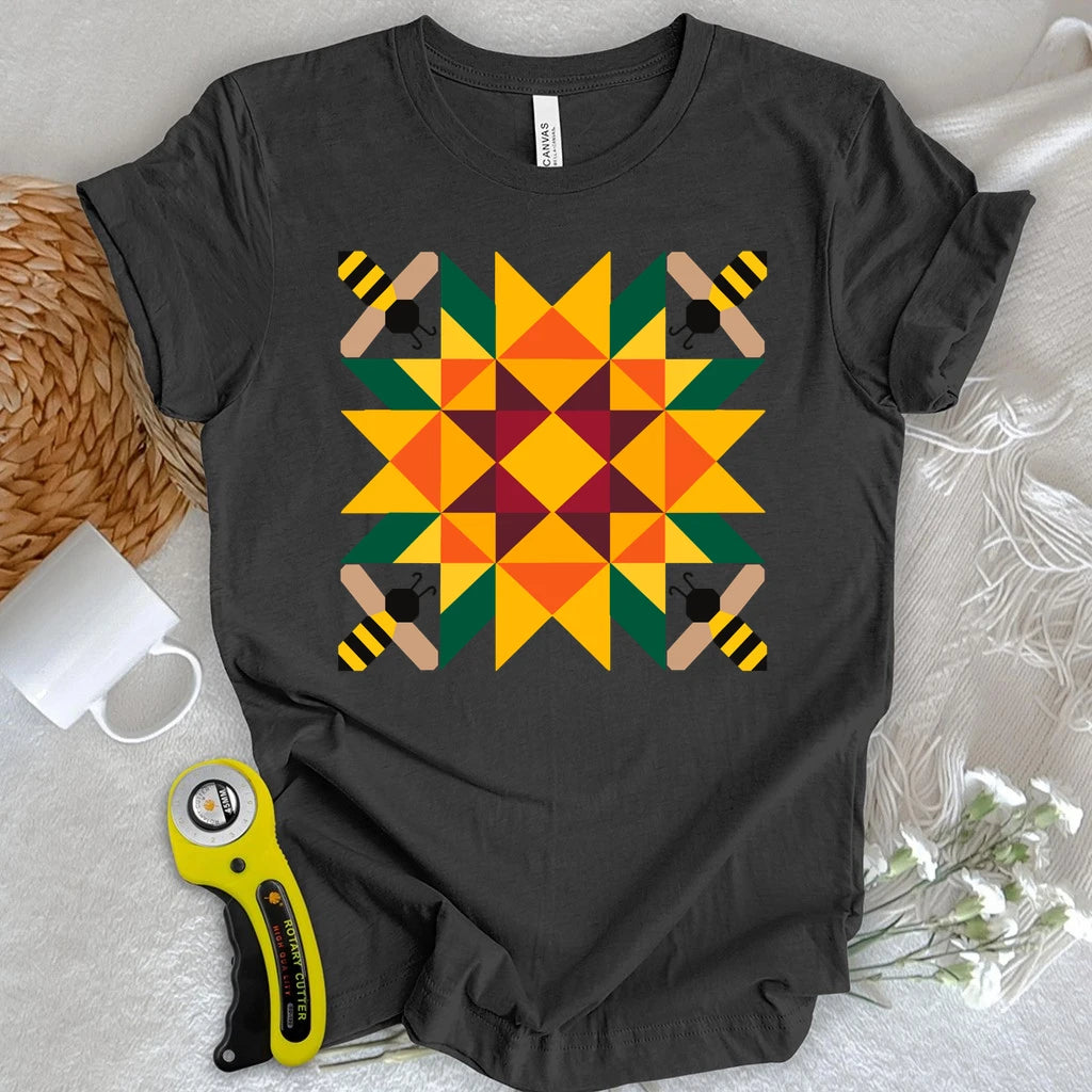 Bee & Sunflower Quilt Block T-shirt