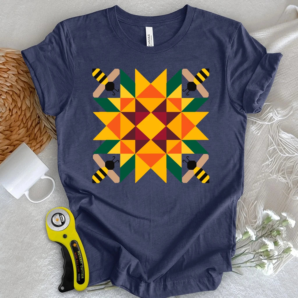 Bee & Sunflower Quilt Block T-shirt