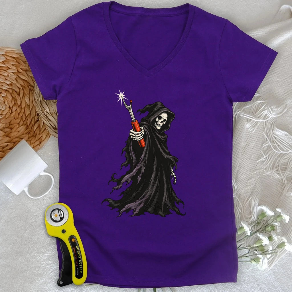 The Seam Reaper Lady V-neck