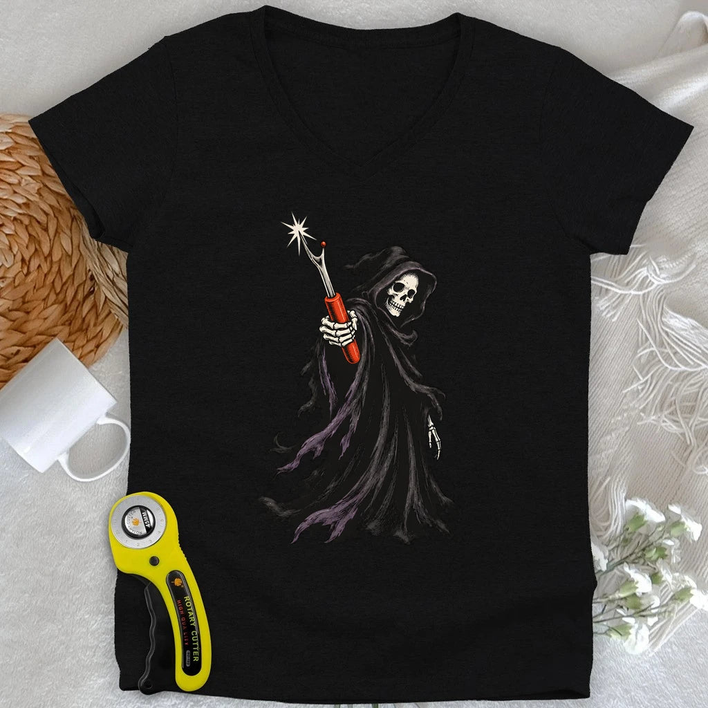 The Seam Reaper Lady V-neck