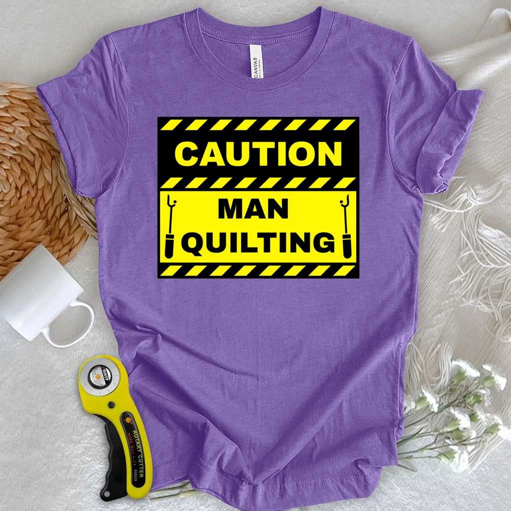 Caution Man Quilting T-shirt
