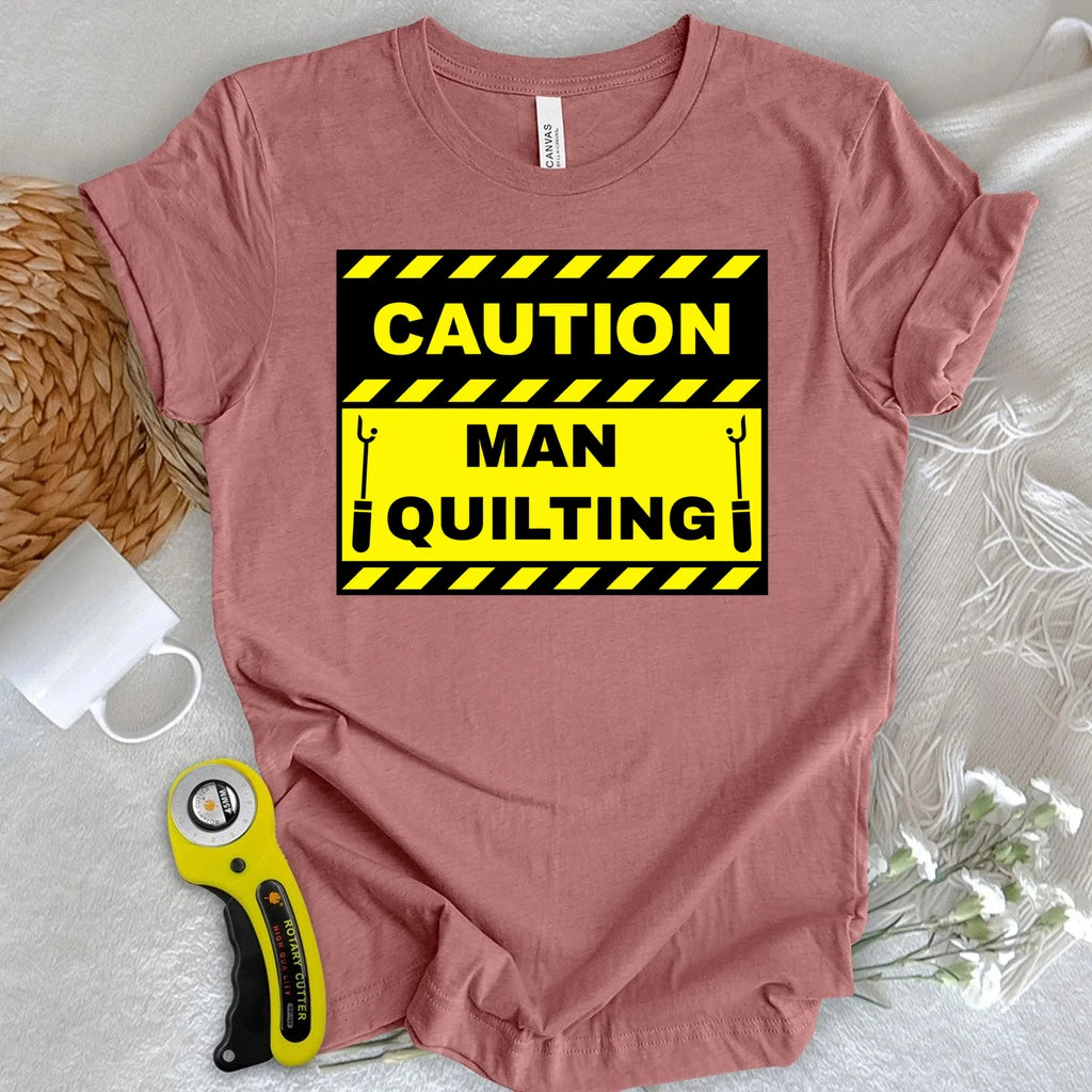 Caution Man Quilting T-shirt