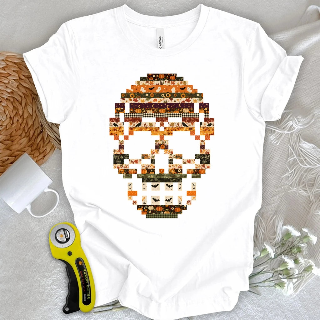 Spooky Patchwork Skull T-shirt
