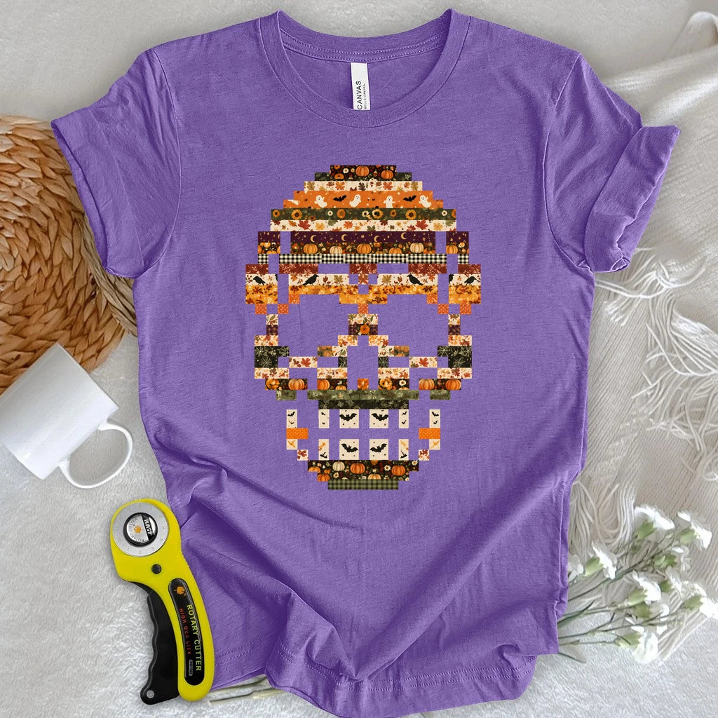 Spooky Patchwork Skull T-shirt
