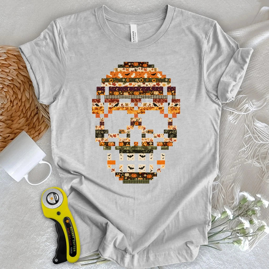 Spooky Patchwork Skull T-shirt