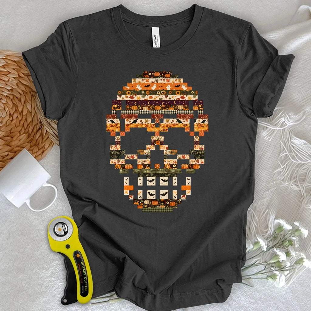 Spooky Patchwork Skull T-shirt