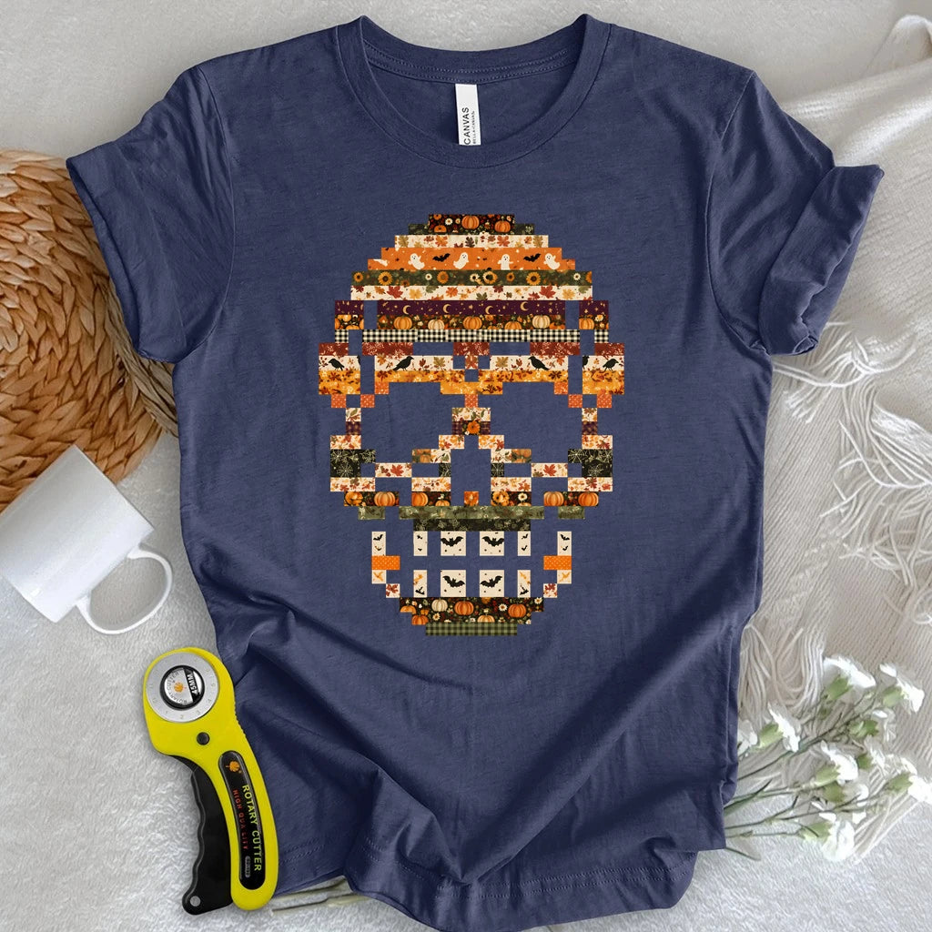 Spooky Patchwork Skull T-shirt