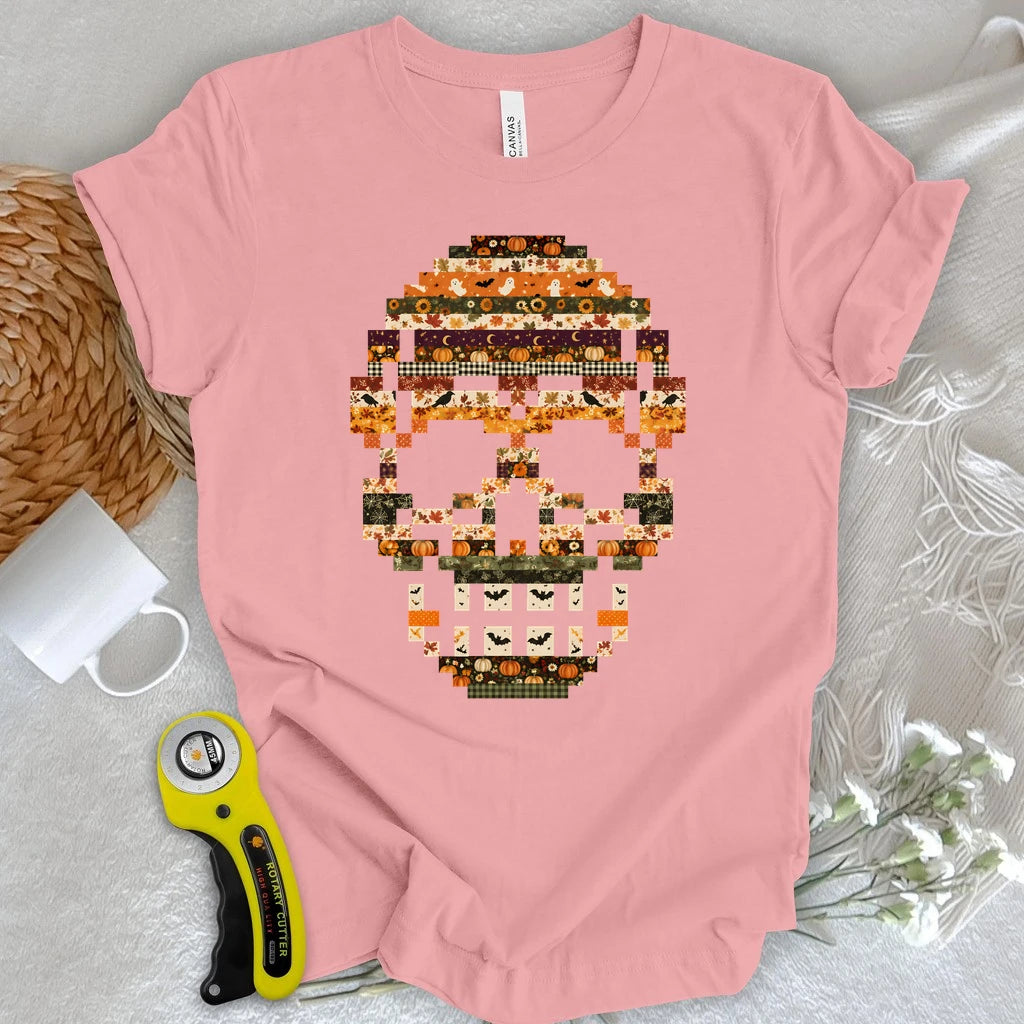 Spooky Patchwork Skull T-shirt