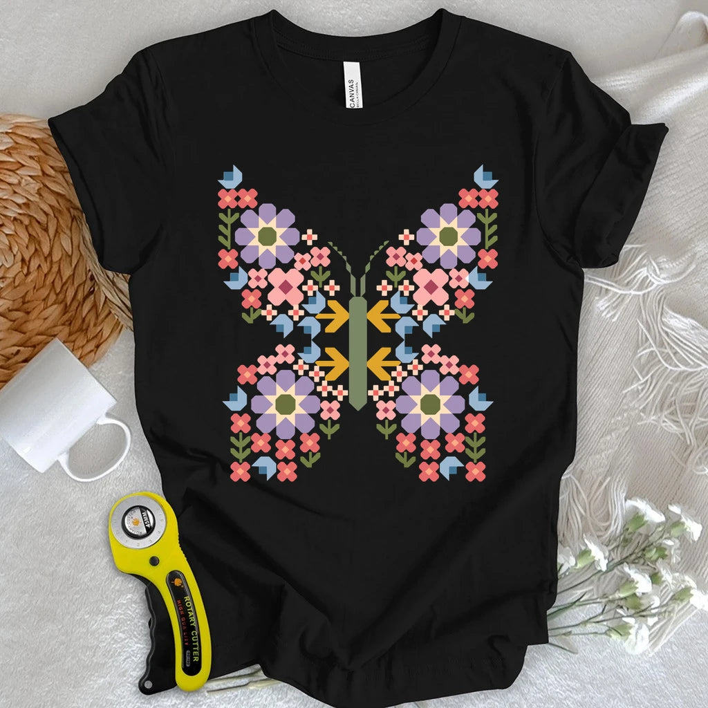 Patchwork Butterfly Garden T-shirt
