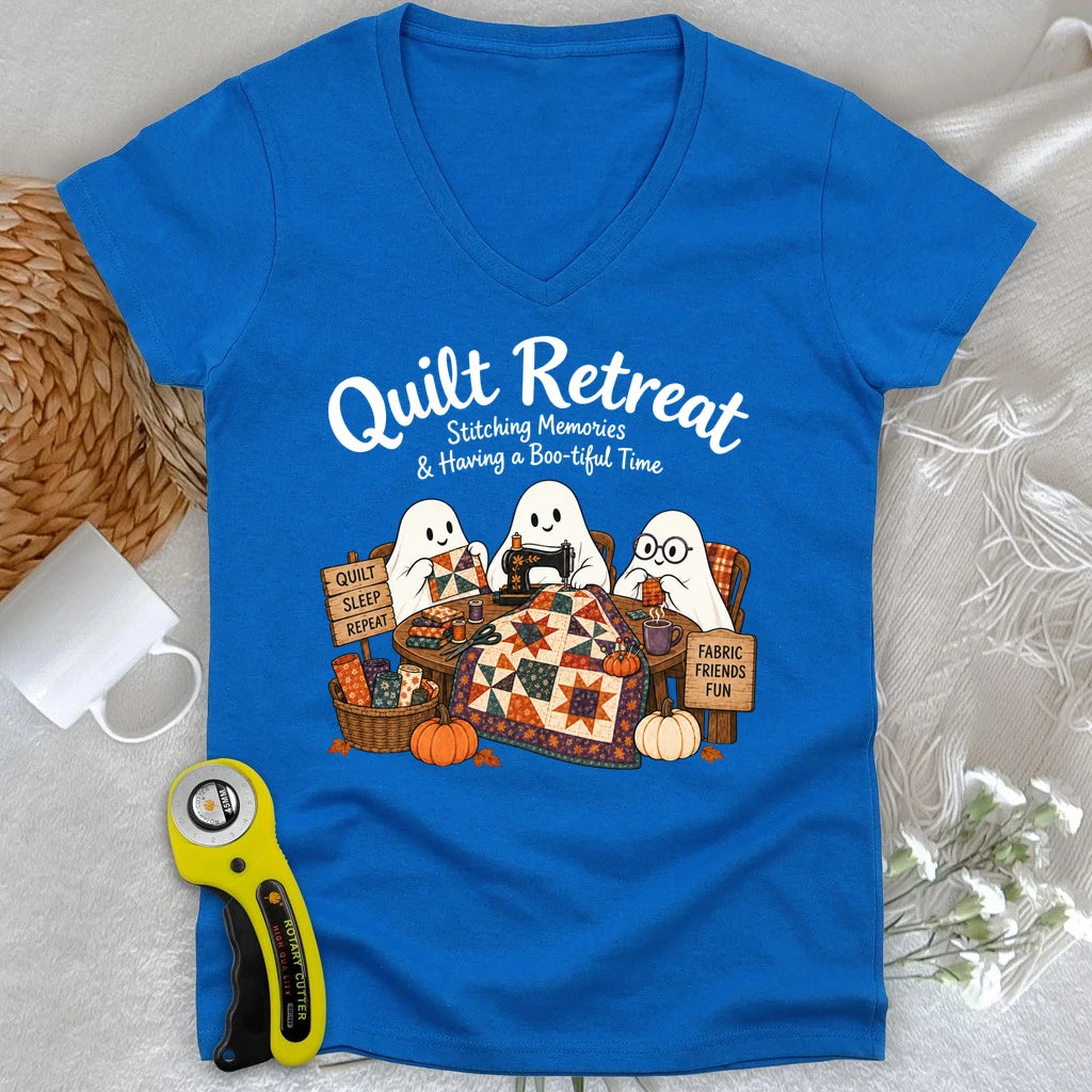 Boo-tiful Quilt Retreat Lady V-neck