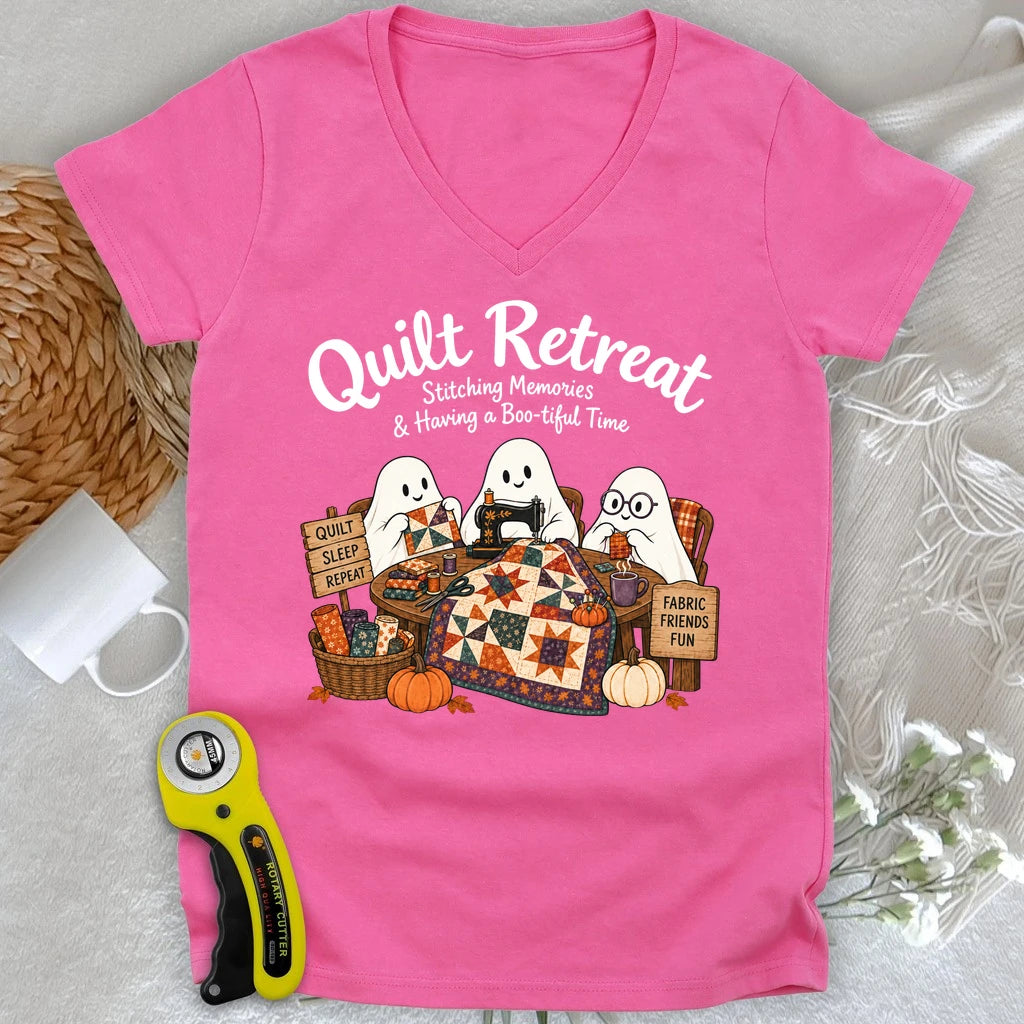 Boo-tiful Quilt Retreat Lady V-neck