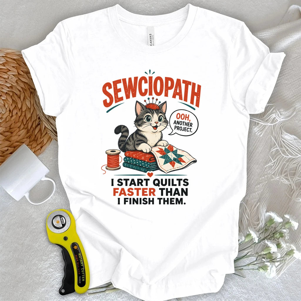 Sewciopath Funny Cat T-shirt
