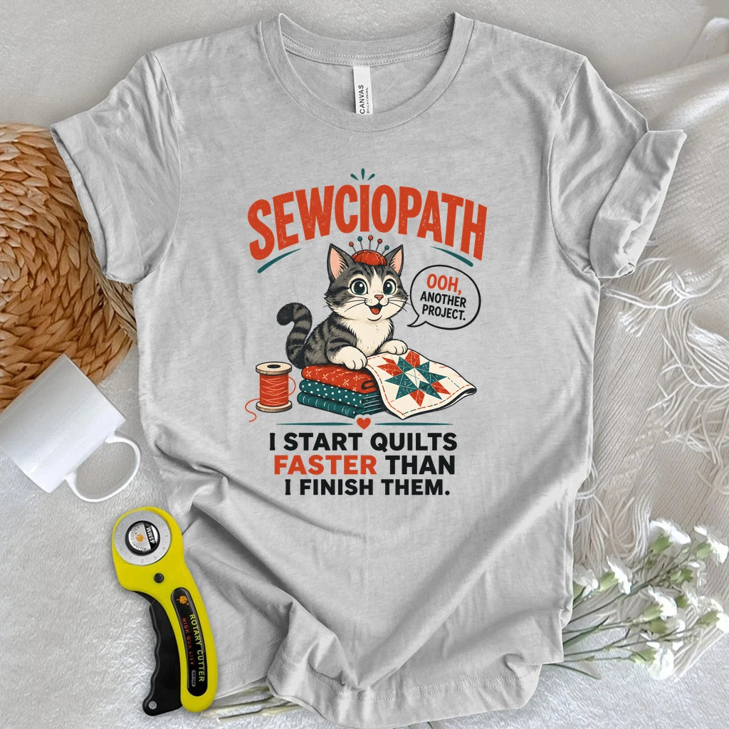 Sewciopath Funny Cat T-shirt