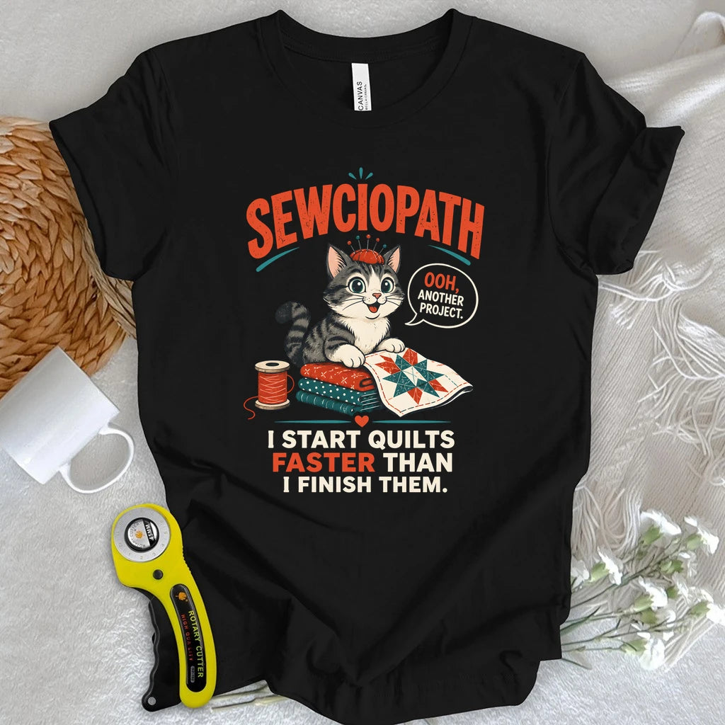 Sewciopath Funny Cat T-shirt