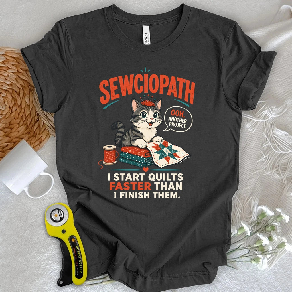 Sewciopath Funny Cat T-shirt