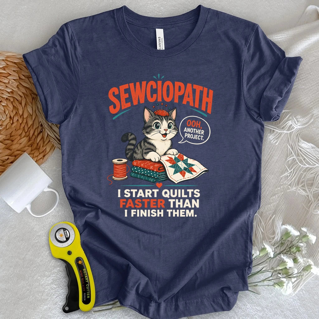 Sewciopath Funny Cat T-shirt