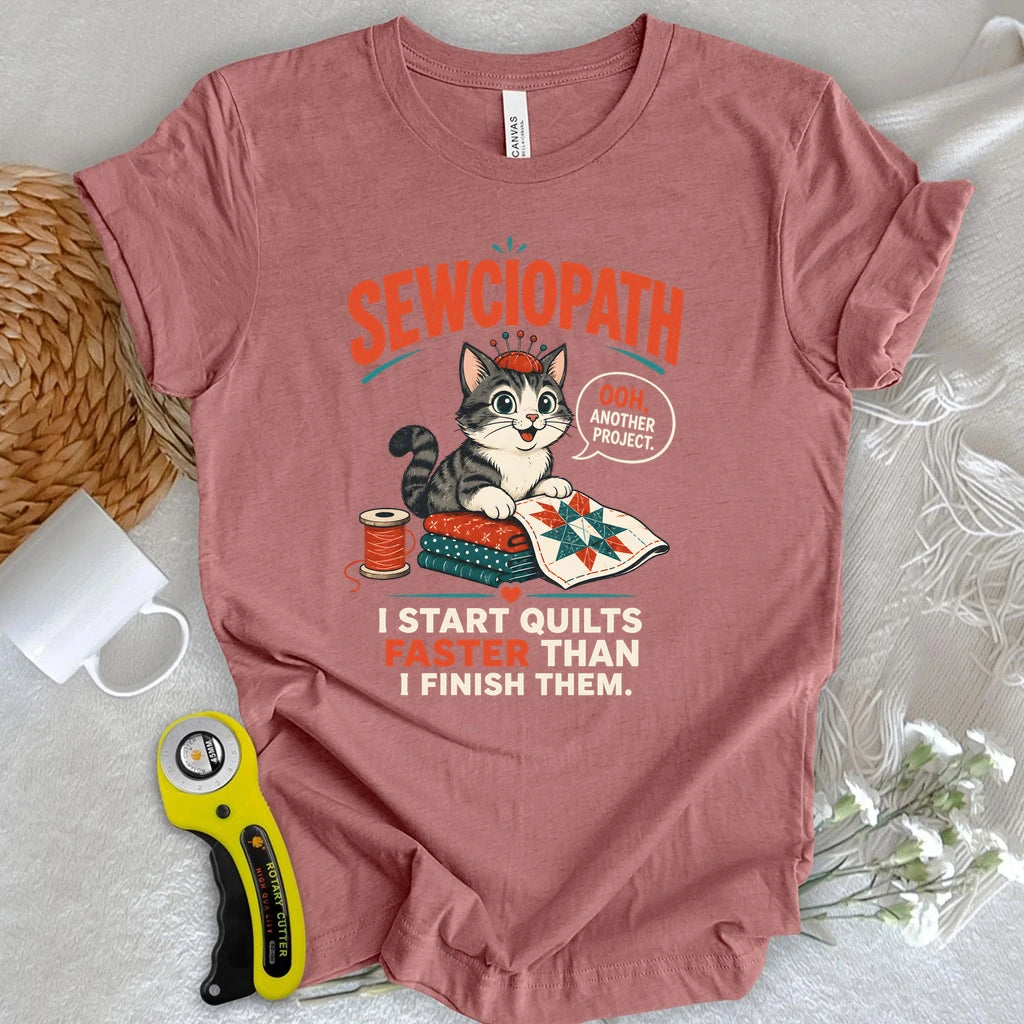 Sewciopath Funny Cat T-shirt