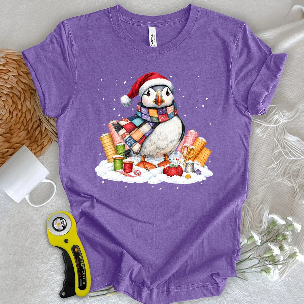 Patchwork Puffin Christmas T-shirt