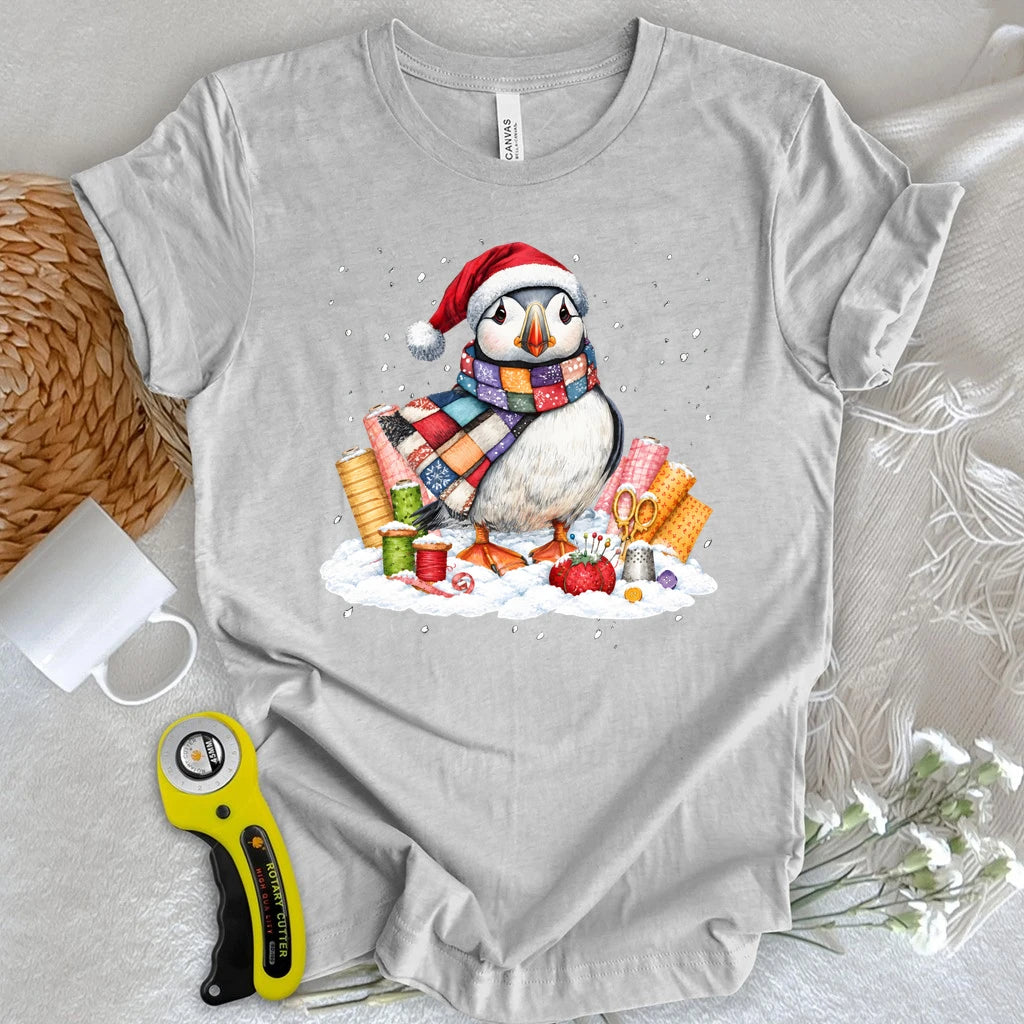 Patchwork Puffin Christmas T-shirt