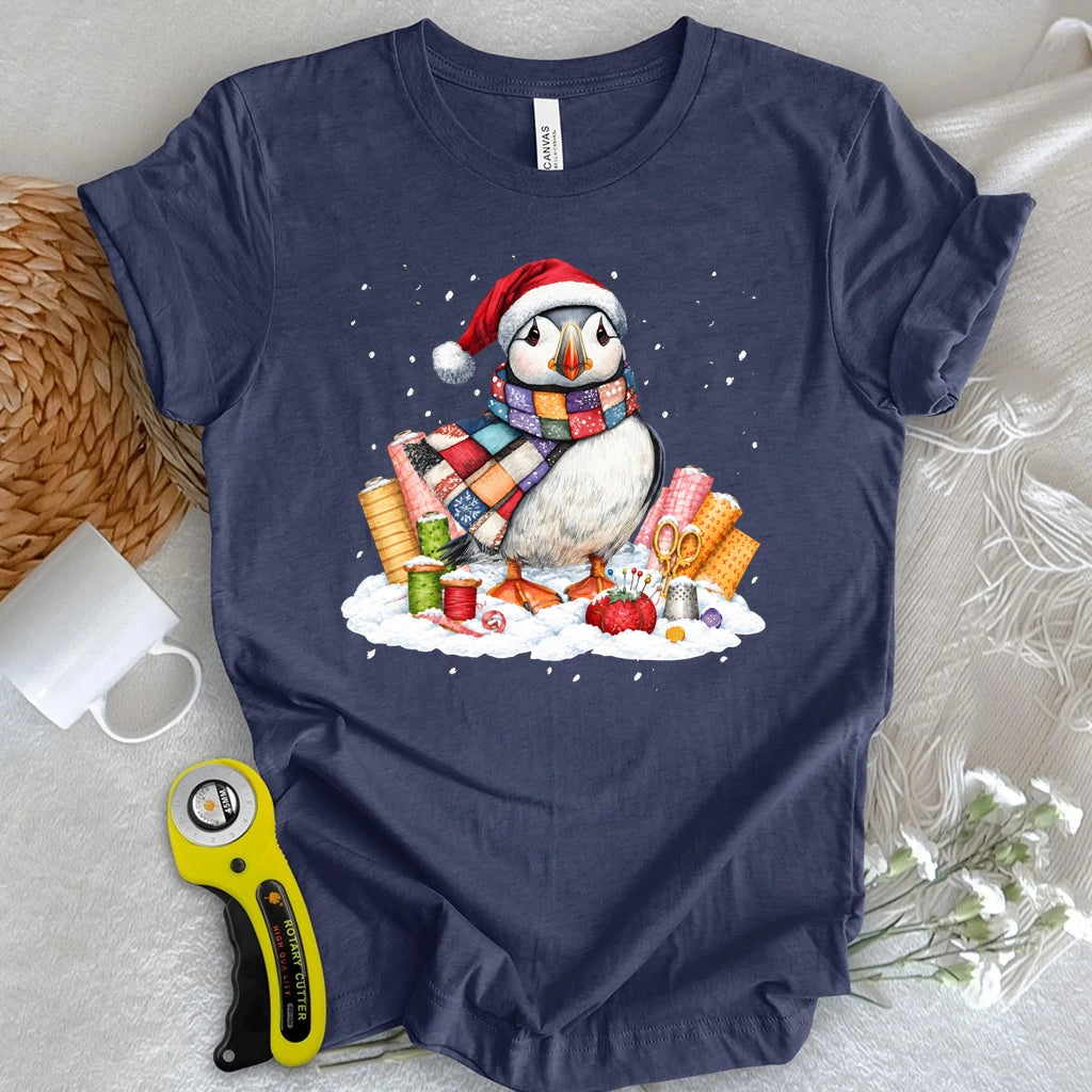 Patchwork Puffin Christmas T-shirt