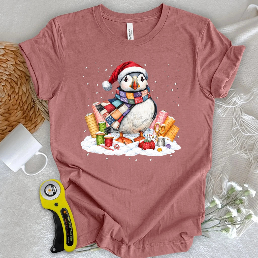 Patchwork Puffin Christmas T-shirt