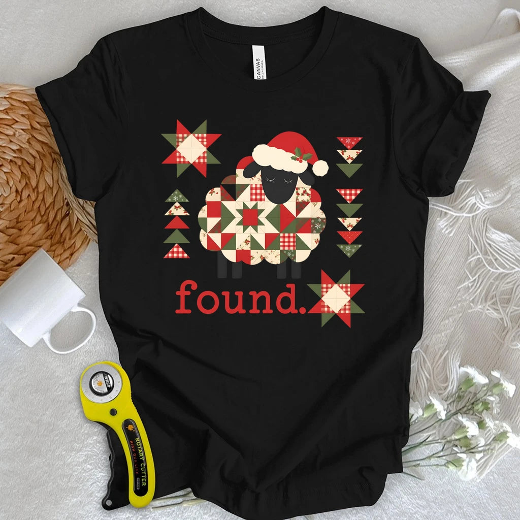 Psalm 23 Christmas Patchwork Sheep T-shirt