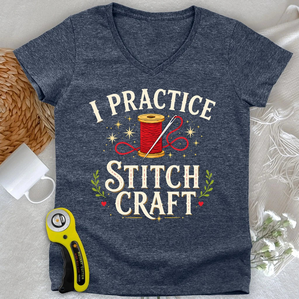 I Practice Stitchcraft Lady V-neck