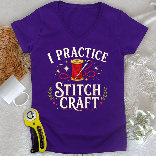 I Practice Stitchcraft Lady V-neck