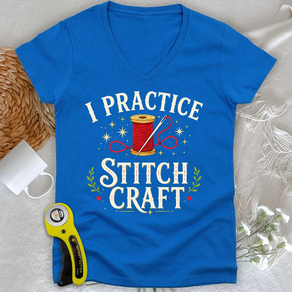 I Practice Stitchcraft Lady V-neck
