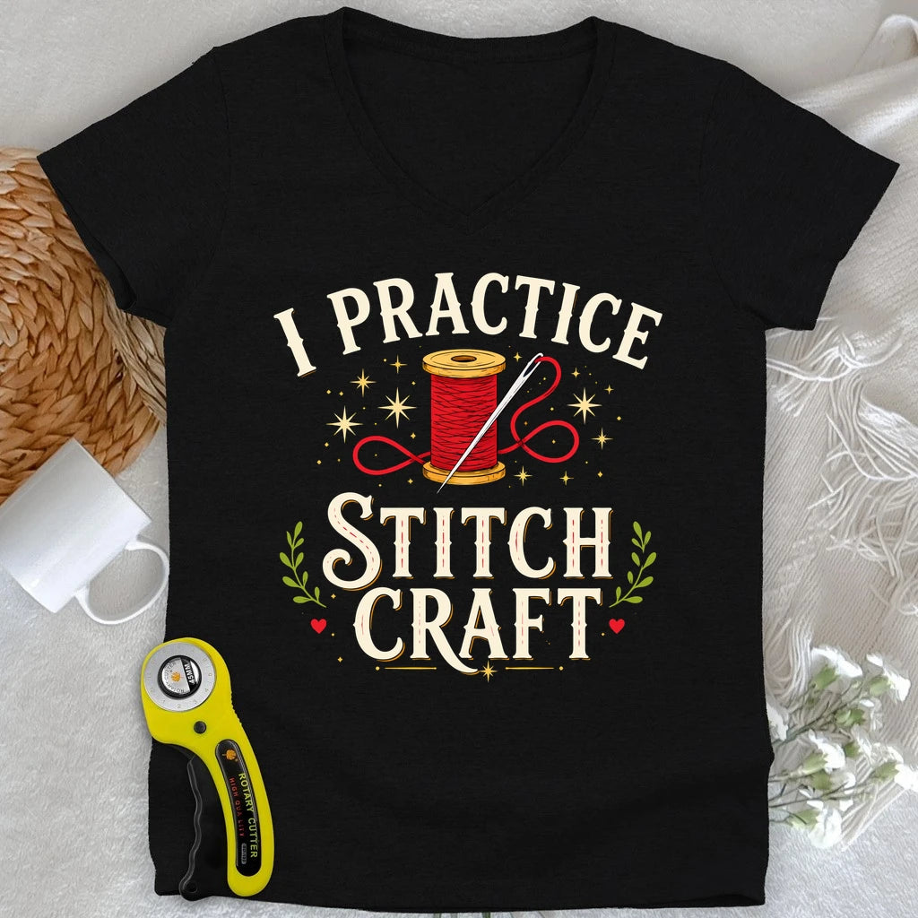 I Practice Stitchcraft Lady V-neck