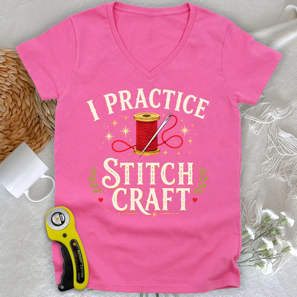I Practice Stitchcraft Lady V-neck