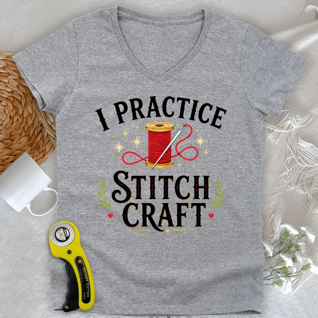 I Practice Stitchcraft Lady V-neck