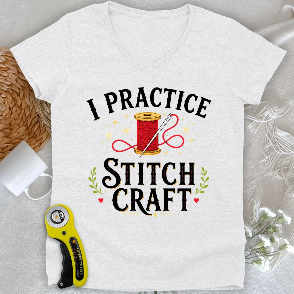 I Practice Stitchcraft Lady V-neck