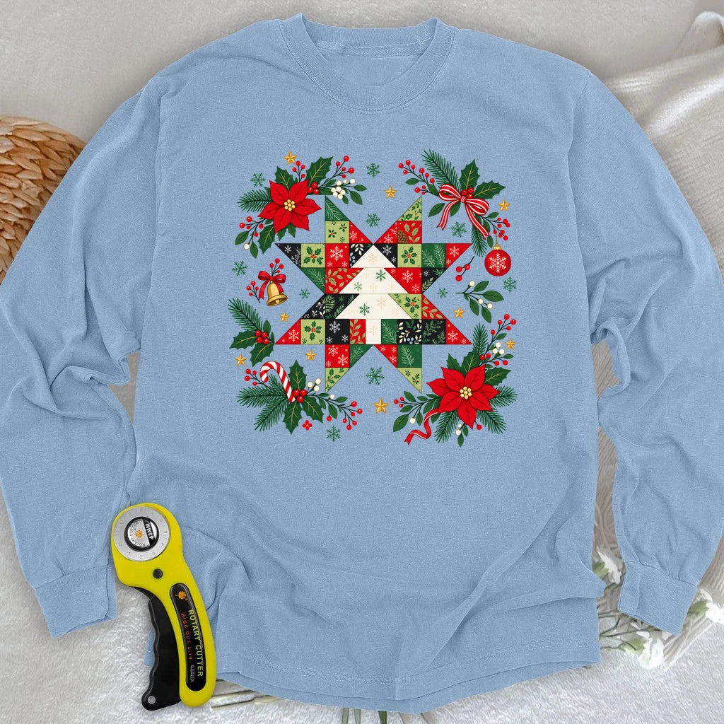 Christmas Patchwork Star Long Sleeve T-shirt