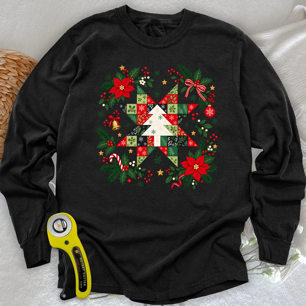 Christmas Patchwork Star Long Sleeve T-shirt