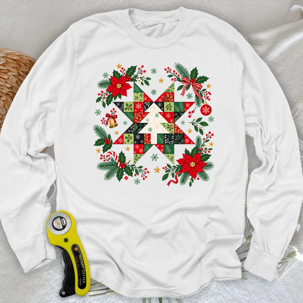 Christmas Patchwork Star Long Sleeve T-shirt