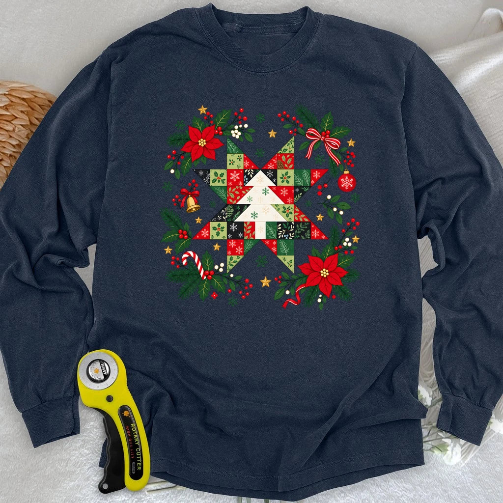 Christmas Patchwork Star Long Sleeve T-shirt